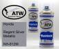 Preview: Honda, Regent Silver Metallic, NH-612M: 400ml Sprühdose + 400ml Klarlack - Set, von ATW Autoteile West.